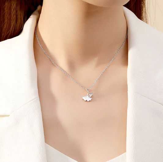 Glimmerrs Silver Gingko Necklace