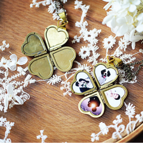 Personalized 4-Hearts Locket Necklace